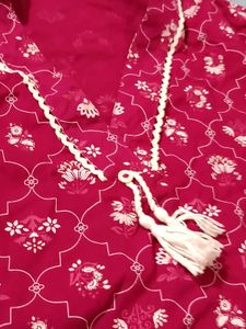 Vibrant Pink Floral Print short Kurti