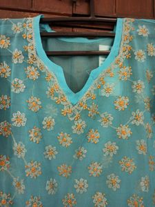 Blue Embroidered Kurta