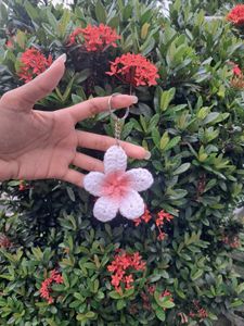 Crochet Plumeria Keychain