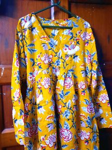 Vibrant Yellow Floral Print Kurta