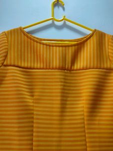 Mustard Yellow Ribbed Sheath Dress