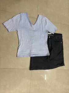 Striped V-Neck Cropped Top