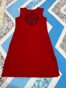Global Desi Red Self Design Jacket