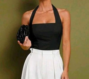 Black halter neck top