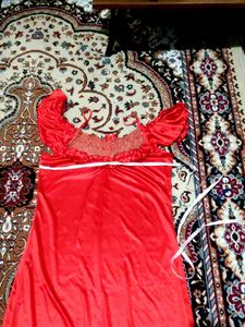 Elegant Red Satin Nightgown