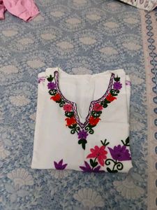 Embroidered White Kurta