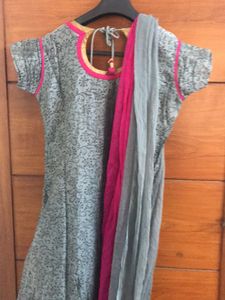 Grey And Pink Anarkali Very Good Condition
