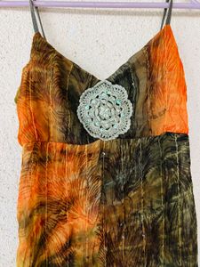 Boho Beaded Tie-Dye Spaghetti Strap Top
