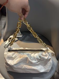Chic Ruched Clutch with Gold Chain
