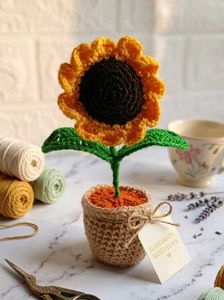 Handmade Crochet big size Sunflower pot
