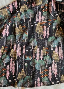 Unique Forest Print Ruffle Sleeve Top