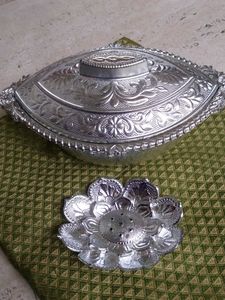 Vintage Silver Decorative Bowl with Incense Holder