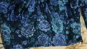 Stylish Blue Floral Puff Sleeve Top