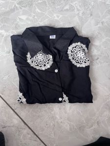 Stylish Black Kurta with White Embroidery
