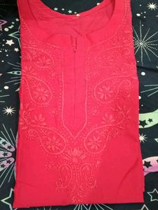 Vibrant Red Embroidered Kurta