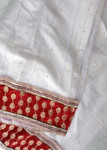 White Ethnic Skirt with Red Border lehnga