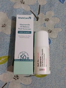 WishCare Niacinamide Sunscreen & COSIQ rollon