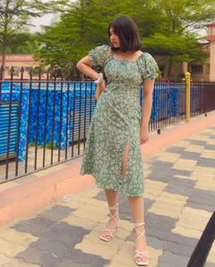 Green Floral Print Dress