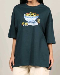 Oversized Olive Print T-Shirt