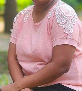 Pink Lace Detail Top