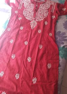 Rust Red Lakhnawi Kurti