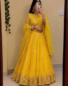 Vibrant Yellow Embellished Lehenga