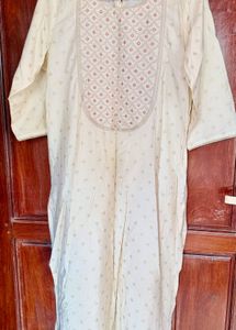Elegant Cream Kurti with Embroidery