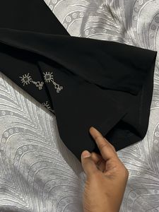 Stylish y2k Black Flare Pants with Embroidery