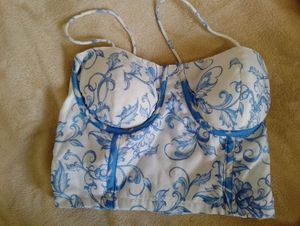 Blue floral corset top