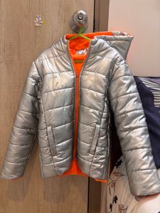 Reversible silver & orange Puffer Jacket