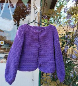 Handmade Purple Crochet Cardigan