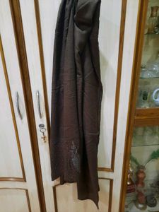 Elegant Brown Scarf with Rhinestones