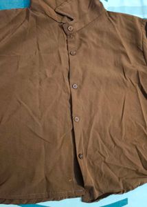 Brown Collared Full Sleeve Top