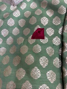 Green &amp; Gold Brocade Sherwani