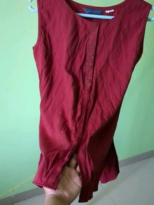 Red Sleeveless Ethnic Blouse