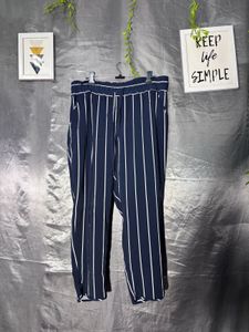 Zara Navy Striped Wide Leg Pants