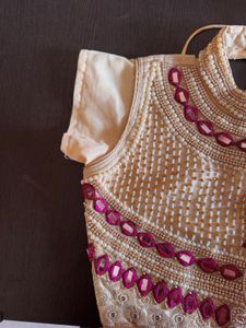 Elegant White and Purple Anarkali Dress