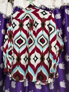 Retro Print Button-Up Shirt
