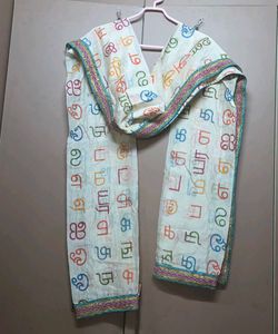 Vibrant Unique Tamil Alphabet Scarf/Dupatta