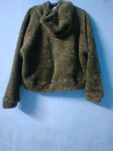 Olive Green Fuzzy Hoodie