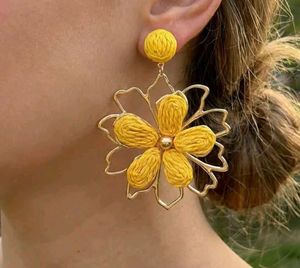 Vibrant Yellow Flower Dangle Earring cuffs