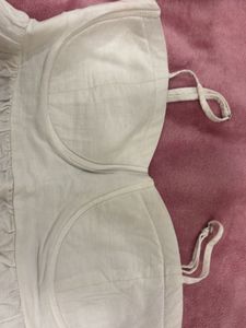 White Textured Bustier Top