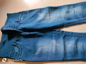 High Waisted Distressed Jeans