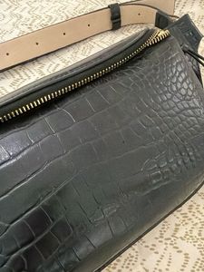 Chic Black Croc Embossed Waist Bag