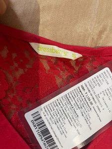 Red Lace Detail V-Neck Top