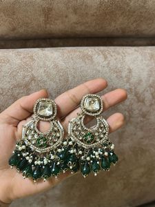 Emerald Green Kundan Earrings