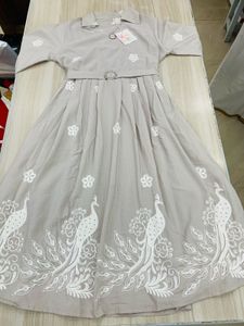 Elegant Peacock Embroidered Midi Dress