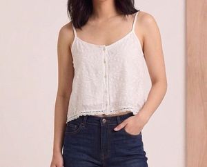 White Embroidered Cami Top