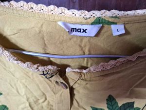 Pale Olive Green Kurta with Potted Plant Print