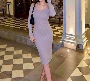 Ribbed Knit Midi Dress